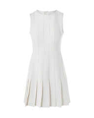 Triacetate Pleated Flare Mini Dress