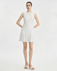 Triacetate Pleated Flare Mini Dress