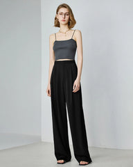 Triacetate Pleated Straight Leg Pants