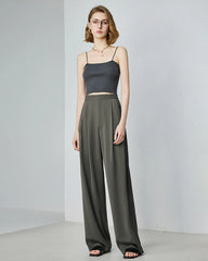 Triacetate Pleated Straight Leg Pants
