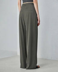 Triacetate Pleated Straight Leg Pants