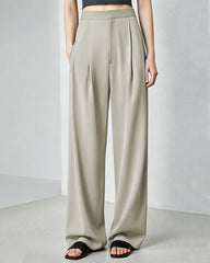 Triacetate Pleated Straight Leg Pants
