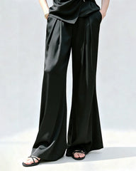 Triacetate Pleated Wide Leg Trousers