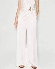 Triacetate Pleated Wide Leg Trousers