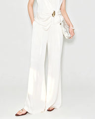 Triacetate Pleated Wide Leg Trousers
