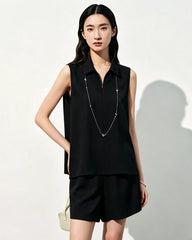 Triacetate Polo Zip Top and Shorts Set