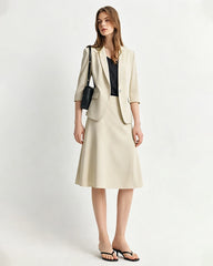 Triacetate Silk Lined Cropped Sleeve Blazer