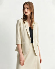 Triacetate Silk Lined Cropped Sleeve Blazer