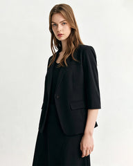 Triacetate Silk Lined Cropped Sleeve Blazer