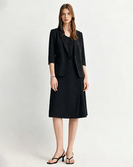 Triacetate Silk Lined Cropped Sleeve Blazer