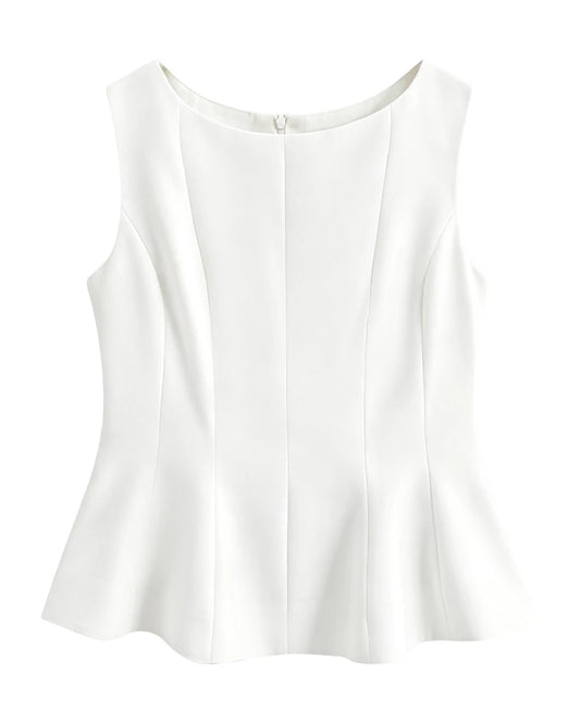 Triacetate Silk Lined Peplum Tank Top