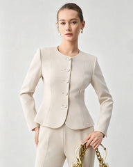 Triacetate Silk Lined Sculpting Peplum Jacket
