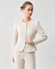 Triacetate Silk Lined Sculpting Peplum Jacket