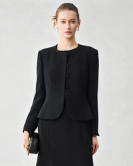 Triacetate Silk Lined Sculpting Peplum Jacket