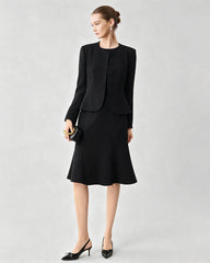 Triacetate Silk Lined Sculpting Peplum Jacket