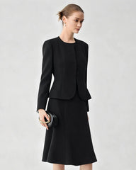 Triacetate Silk Lined Sculpting Peplum Jacket