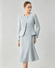 Triacetate Silk Lined Sculpting Peplum Jacket