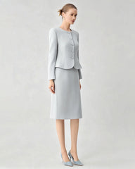 Triacetate Silk Lined Sculpting Peplum Jacket