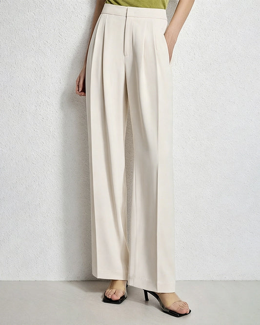 Triacetate Silk Lined Straight Leg Pants