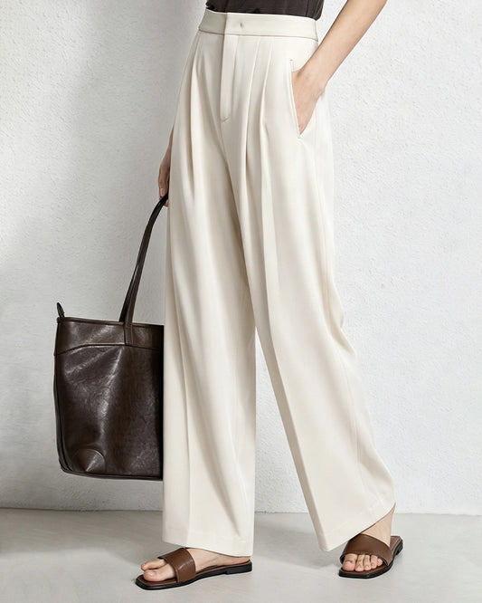 Triacetate Silk Lined Straight Leg Pants