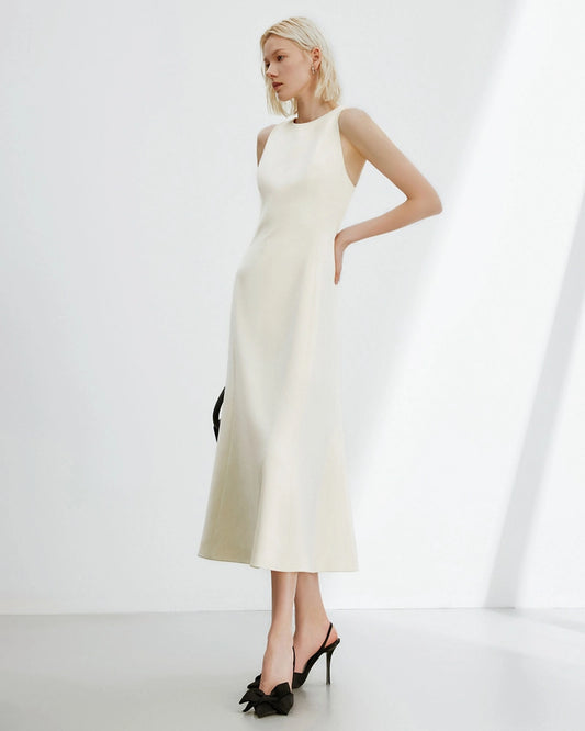 Triacetate Sleeveless A-Line Maxi Dress