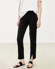Triacetate Slim Ankle Pants with Front Slit