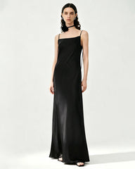 Triacetate Strap Maxi Slip Dress with Silk Lining