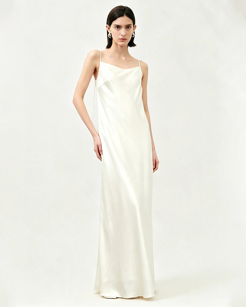 Triacetate Strap Maxi Slip Dress with Silk Lining