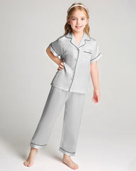 Unisex Kids Short Sleeve Silk Pajamas Set