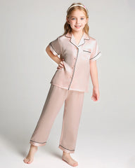 Unisex Kids Short Sleeve Silk Pajamas Set