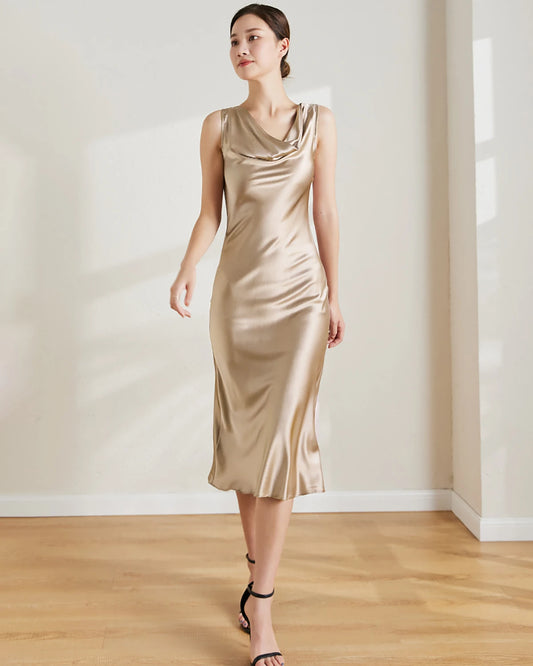 Vintage Silk Sleeveless Midi Dress