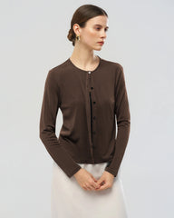 Washable Silk Jersey Button Front Cardigan