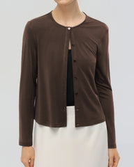 Washable Silk Jersey Button Front Cardigan