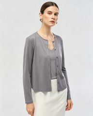 Washable Silk Jersey Button Front Cardigan