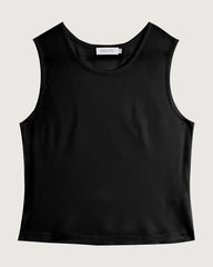 Washable Silk Jersey Crew Neck Cropped Tank