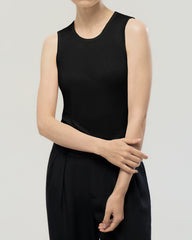 Washable Silk Jersey Crew Neck Cropped Tank