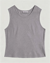 Washable Silk Jersey Crew Neck Cropped Tank