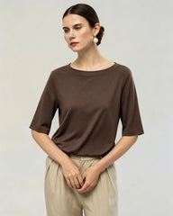 Washable Silk Jersey Crew Neck T Shirt