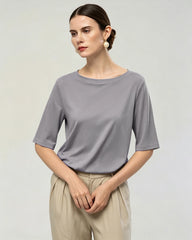 Washable Silk Jersey Crew Neck T Shirt