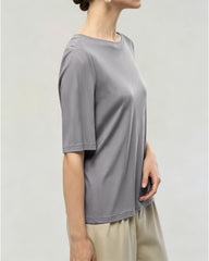 Washable Silk Jersey Crew Neck T Shirt