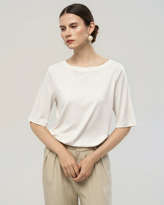 Washable Silk Jersey Crew Neck T Shirt