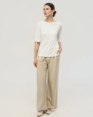 Washable Silk Jersey Crew Neck T Shirt