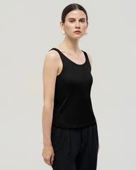 Washable Silk Jersey Double Scoop Neck Tank