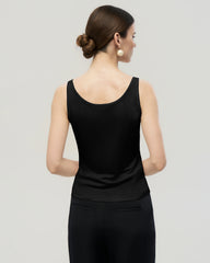 Washable Silk Jersey Double Scoop Neck Tank
