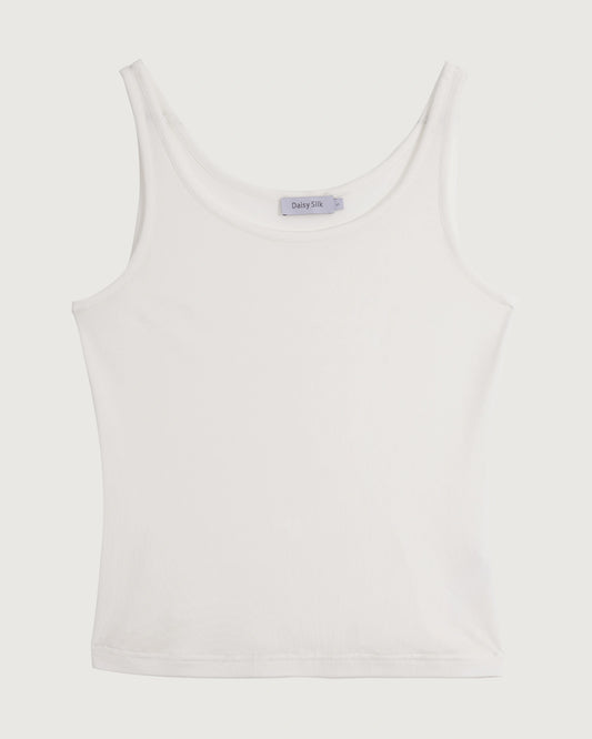 Washable Silk Jersey Double Scoop Neck Tank