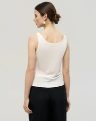 Washable Silk Jersey Double Scoop Neck Tank