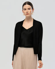 Washable Silk Jersey Draped Cardigan