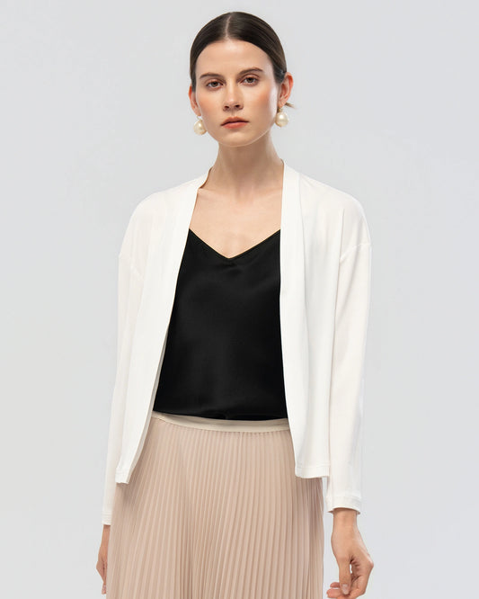 Washable Silk Jersey Draped Cardigan