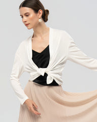 Washable Silk Jersey Draped Cardigan