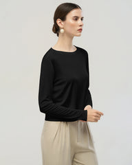 Washable Silk Jersey Long Sleeve T Shirt